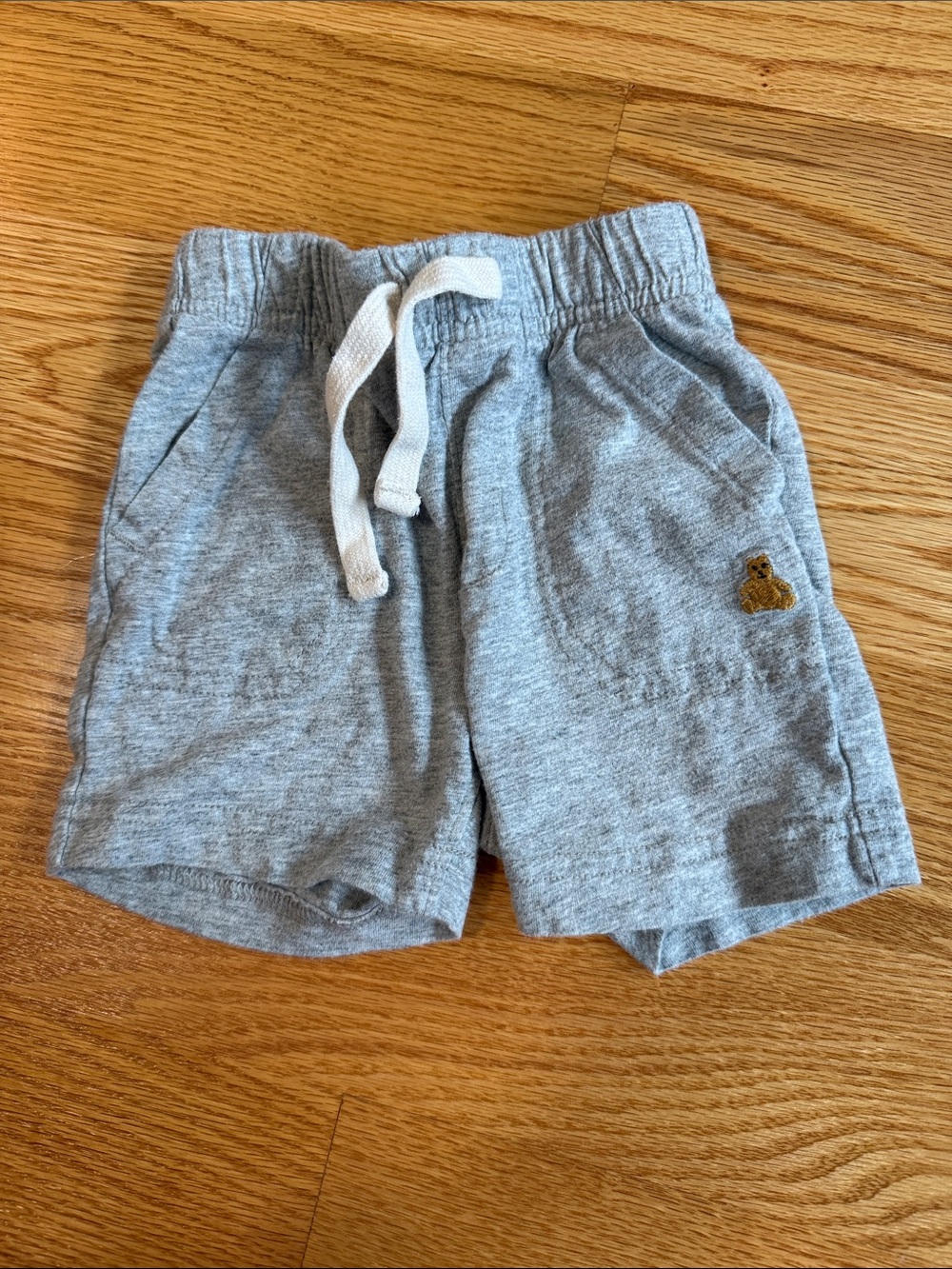 GAP Light Gray Knit Drawstring Shorts with Bear Patch